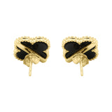 925 Sterling Silver Natural Black Onyx Gemstone Stud Earring
