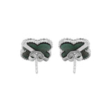 Clover 925 Sterling Silver Natural Green Malachite Gemstone Stud Earring