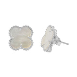 Clover 925 Sterling Solid Silver Natural Pearl Earring Stud