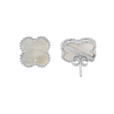 Clover 925 Sterling Solid Silver Natural Pearl Earring Stud