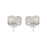 Clover 925 Sterling Solid Silver Natural Pearl Earring Stud
