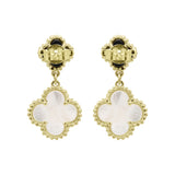 925 Sterling Silver Natural Mother Of Pearl And Black Onyx Gemstone Earring