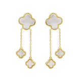 925 Sterling Silver Gold Plated Clover Shaped Mother of Pear Earring