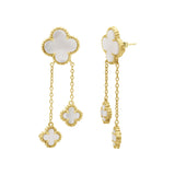 925 Sterling Silver Gold Plated Clover Shaped Mother of Pear Earring