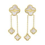 925 Sterling Silver Gold Plated Clover Shaped Mother of Pear Earring