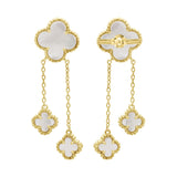 925 Sterling Silver Gold Plated Clover Shaped Mother of Pear Earring