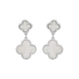 Natural Mother of Pearl 925 Sterling Silver Clover Shaped Earring