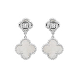 Natural Mother of Pearl 925 Sterling Silver Clover Shaped Earring