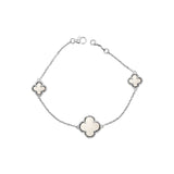925 Silver Clover Shape Mother Of Pearl Gemstone Bracelet