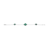 925 Sterling Silver Natural Malachite Gemstone Clover Style Bracelet