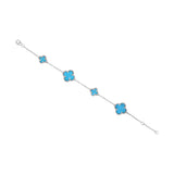 925 Silver Clover Shape Turquoise Gemstone Bracelet