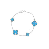 925 Silver Clover Shape Turquoise Gemstone Bracelet