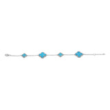 925 Silver Clover Shape Turquoise Gemstone Bracelet