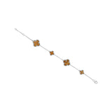 Clover Shape Tiger Eye Gemstone 925 Silver Bracelet