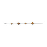 Clover Shape Tiger Eye Gemstone 925 Silver Bracelet