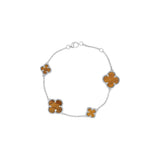 Clover Shape Tiger Eye Gemstone 925 Silver Bracelet