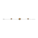 Tiger Eye Gemstone Clover Style 925 Silver Bracelet