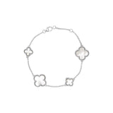 925 Silver Mother Of Pearl Gemstone Clover Bracelet