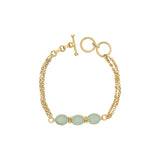 925 Silver Natural Green Chalcedony Gemstone Bracelet