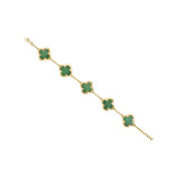 Clover Shape Green Onyx Gemstone 925 Silver Bracelet