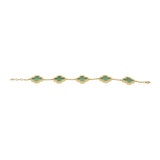 Clover Shape Green Onyx Gemstone 925 Silver Bracelet