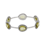 Lemon Topaz And CZ Stone 925 Silver Bangle Bracelet