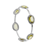 Lemon Topaz And CZ Stone 925 Silver Bangle Bracelet