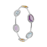 Natural Multi Gemstone Solid 925 Silver Bracelet