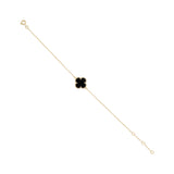 925 Sterling Silver Natural Black Onyx Gemstone Clover Style Bracelet