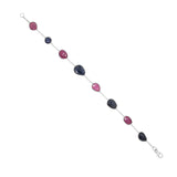 Natural Ruby And Sapphire Gemstone 925 Silver Bracelet