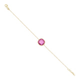 Cushion Shape Pink Sapphire Gemstone 925 Silver Bracelet