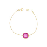 Cushion Shape Pink Sapphire Gemstone 925 Silver Bracelet