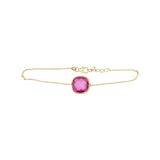 Cushion Shape Pink Sapphire Gemstone 925 Silver Bracelet