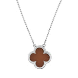 Natural Chalcedony Gemstone Clover Necklace
