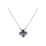 Natural Blue Sapphire Gemstone Clover Necklace