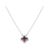 Natural Ruby Gemstone Clover Necklace