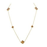 925 Silver Natural Tiger Eye Gold Plated Necklace