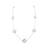 925 Silver Clover Shape Mother of Pearl Gemstone Necklace