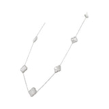 925 Silver Clover Shape Mother of Pearl Gemstone Necklace
