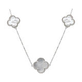 925 Silver Clover Shape Mother of Pearl Gemstone Necklace