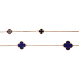 Natural Lapis Lazuli 925 Silver Rose Gold Plated Silver Clover Necklace