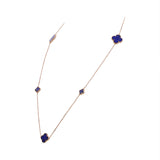 Natural Lapis Lazuli 925 Silver Rose Gold Plated Silver Clover Necklace