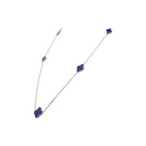 925 Sterling Silver Clover Natural Lapis Lazuli Necklace