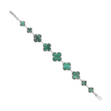 Natural Malachite Gemstone Clover Style 925 Silver Bracelet