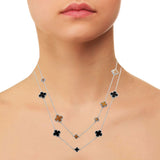 925 Silver Black Onyx And Tiger Eye Gemstone Necklace