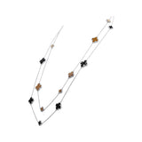925 Silver Black Onyx And Tiger Eye Gemstone Necklace
