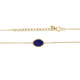 Natural Oval Cut Lapis Lazuli Gemstone 925 Sterling Silver Yellow Gold Plated Necklace