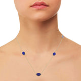 Natural Oval Cut Lapis Lazuli Gemstone 925 Sterling Silver Yellow Gold Plated Necklace
