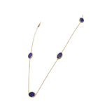 Natural Oval Cut Lapis Lazuli Gemstone 925 Sterling Silver Yellow Gold Plated Necklace
