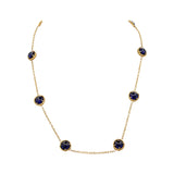 Natural Round Kyanite Gemstone 925 Sterling Silver Gold Plated Necklace